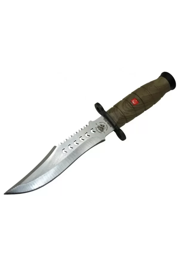 1522 Haki Komando Bıçağı 30cm - Tırtıklı Sırt, Kılıflı