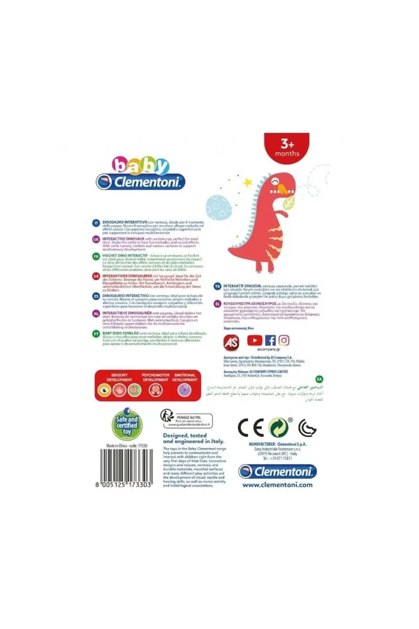 17330 Baby Clementoni - İnteraktif Dinozor Oyuncak +6 Ay