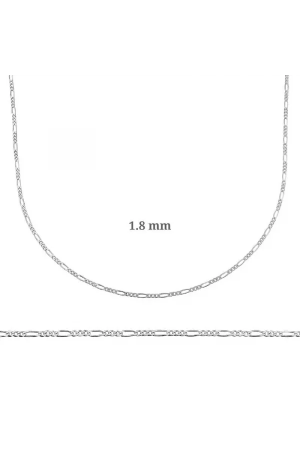 Luz&Pos 1.8 Mm Gümüş Figaro Zincir - 0.50 Mikron