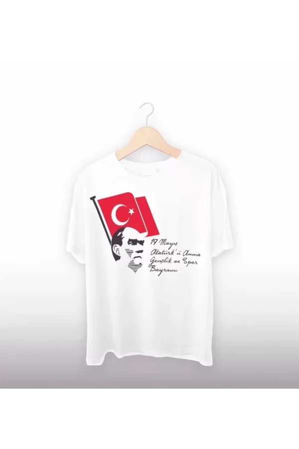 19 Mayıs 20/1 Baskılı T-shirt - Beyaz