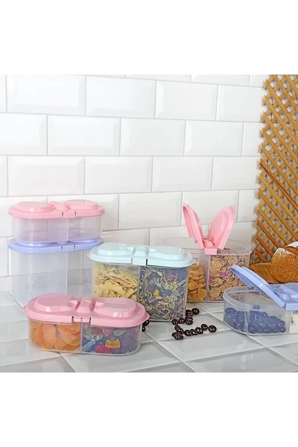 2 Bölmeli Saklama Ve Erzak Kabı 1200 Ml