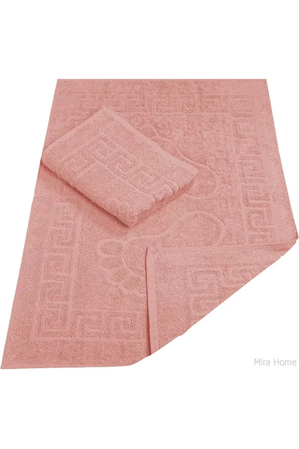 2 Li Banyo Ayak Havlusu &#37;100 Pamuk 50X70 Cm Menesch Somon
