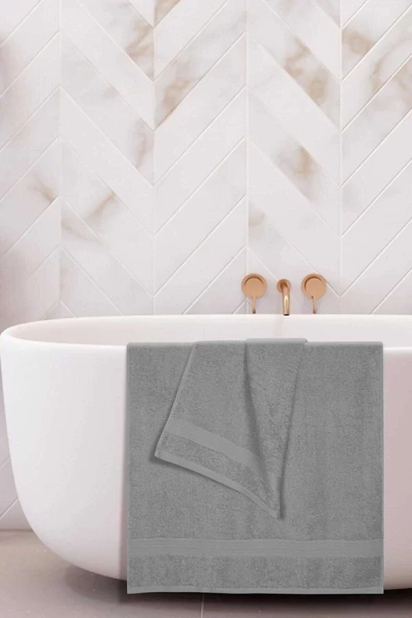 2 li Banyo Havlu Takımı &#37;100 Pamuklu Dry Açık Gri