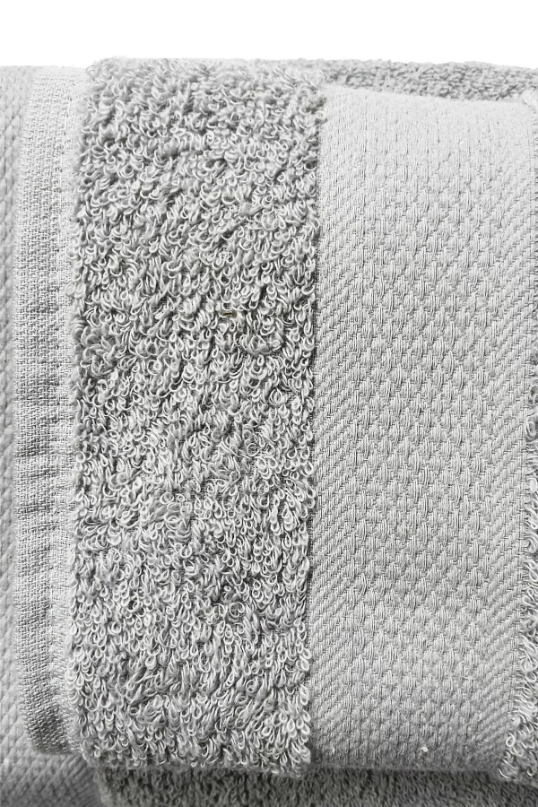 2 li Banyo Havlu Takımı &#37;100 Pamuklu Dry Açık Gri