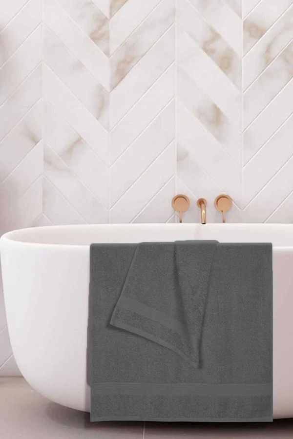 2 li Banyo Havlu Takımı &#37;100 Pamuklu Dry Antrasit
