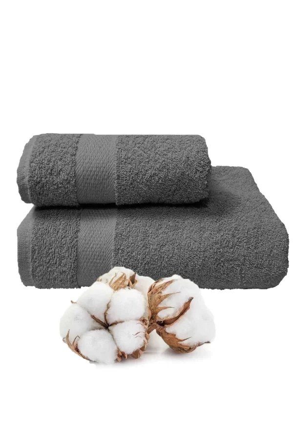 2 li Banyo Havlu Takımı &#37;100 Pamuklu Dry Antrasit