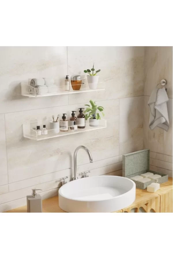 2li Şık ve Minimalist Tasarımlı Şeffaf Duvar Rafı