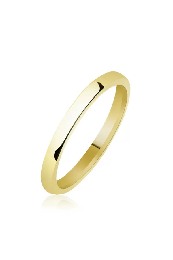 Luz&Pos 2 Mm Düz Bombeli Gold Gümüş Alyans