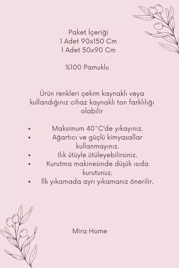 2 Parça &#37;100 Pamuklu Banyo Havlu Seti Sultan Mürdüm