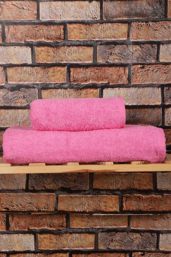 2 Parça &#37;100 Pamuklu Soft Lüx Banyo Havlu Seti Pembe
