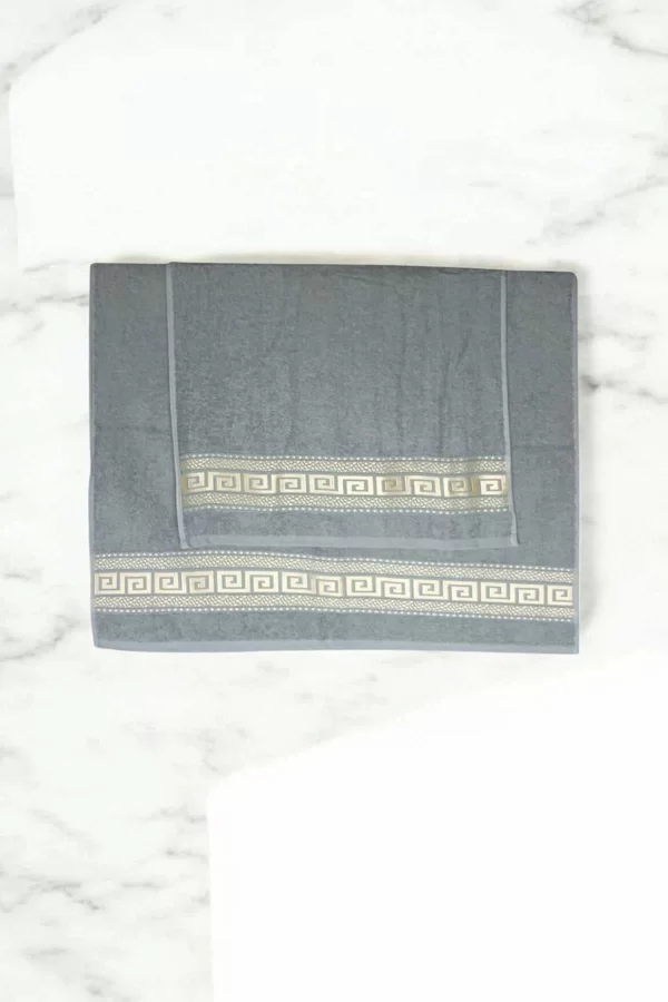 2 Parça Elysium Premium Banyo Havlu Seti  &#37;100 Pamuk 70x140 Cm Gri