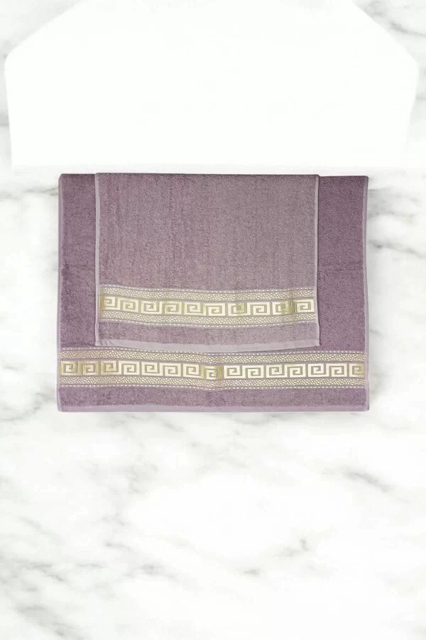 2 Parça Elysium Premium Banyo Havlu Seti  &#37;100 Pamuk 70x140 Cm Mor