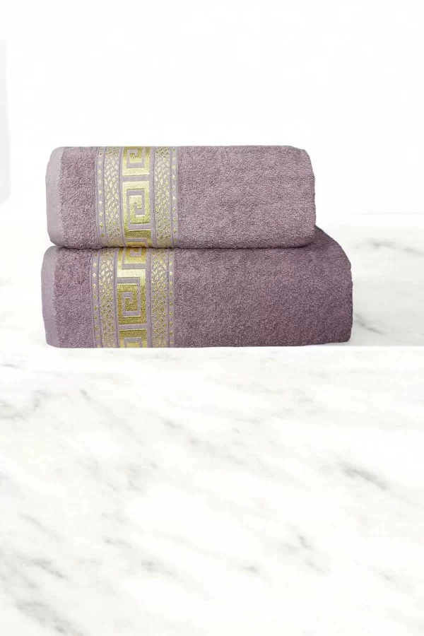 2 Parça Elysium Premium Banyo Havlu Seti  &#37;100 Pamuk 70x140 Cm Mor