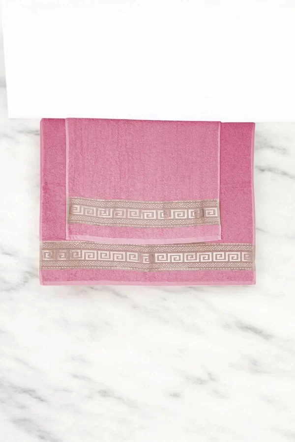 2 Parça Elysium Premium Banyo Havlu Seti  &#37;100 Pamuk 70x140 Cm Pembe