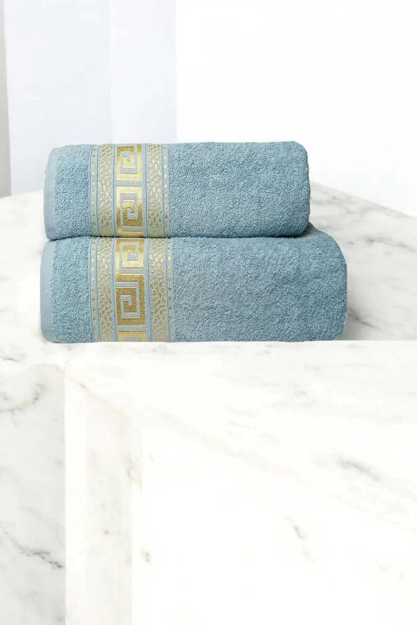 2 Parça Elysium Premium Banyo Havlu Seti  &#37;100 Pamuk 70x140 Cm Yeşil