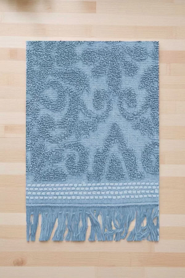 2 Parça Jakarlı Banyo Havlu Takımı &#37;100 Pamuklu 90x150 Cm Arden Mavi