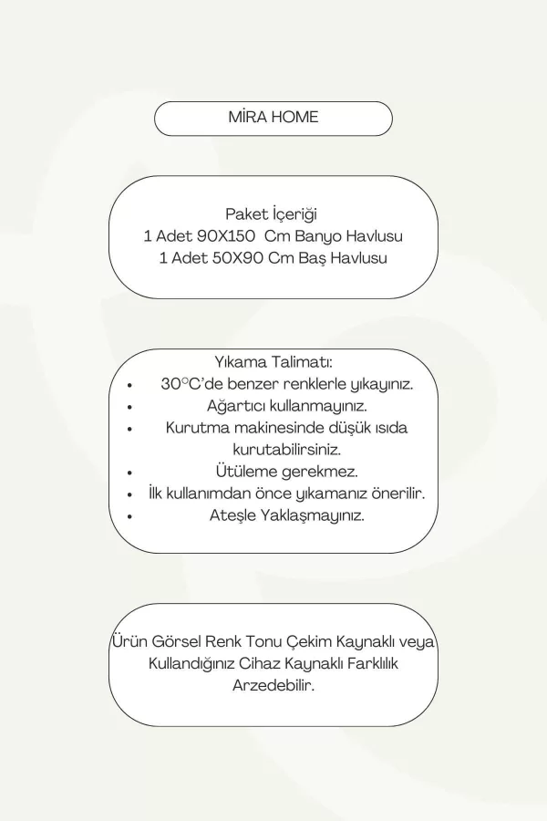 2 Parça Jakarlı Banyo Havlu Takımı &#37;100 Pamuklu 90x150 Cm Arden Mavi