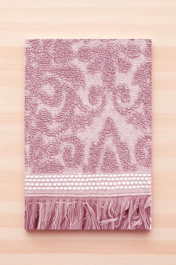 2 Parça Jakarlı Banyo Havlu Takımı &#37;100 Pamuklu 90x150 Cm Arden Pembe