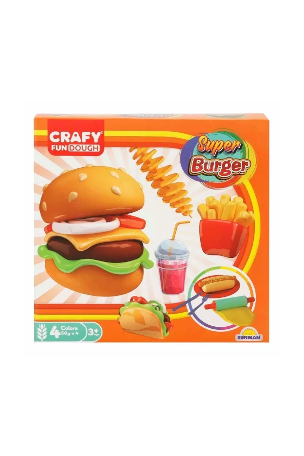 2015 Crafy Süper Burger Oyun Hamuru Seti 200 G 12 Parça