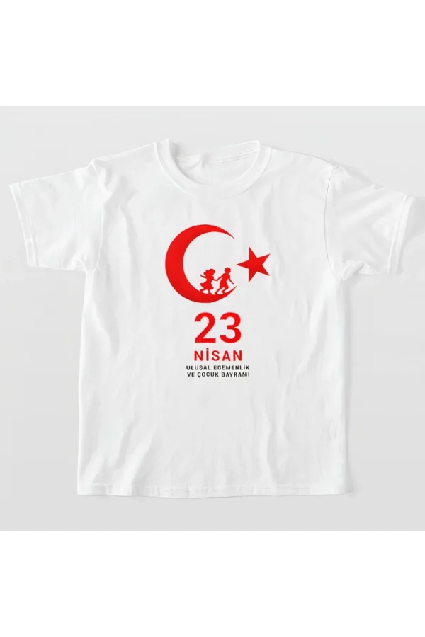 23 Nisan Çocuk Bayramı Baskılı Özel T-shirt - Beyaz
