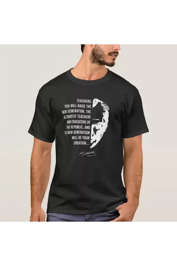 24 Kasım Öğretmenler Günü Baskılı T-shirt - Siyah