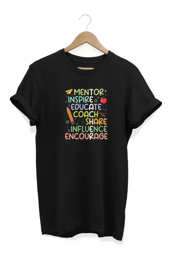 24 Kasım Öğretmenler Günü Baskılı T-shirt - Siyah
