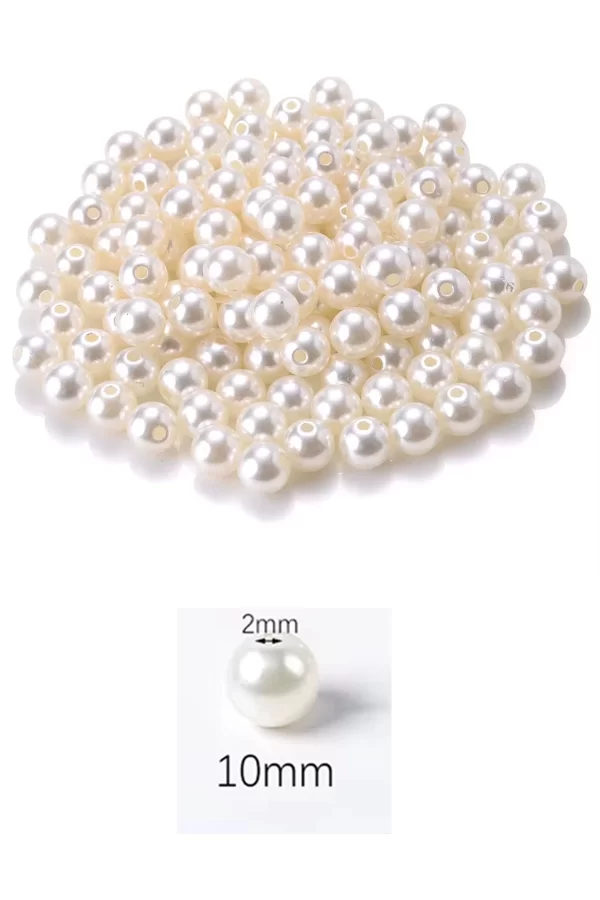 250 gram 10mm Krem Renk Plastik İnci Boncuk Çanta ve Takı Yapım Boncuğu (~475 adet)