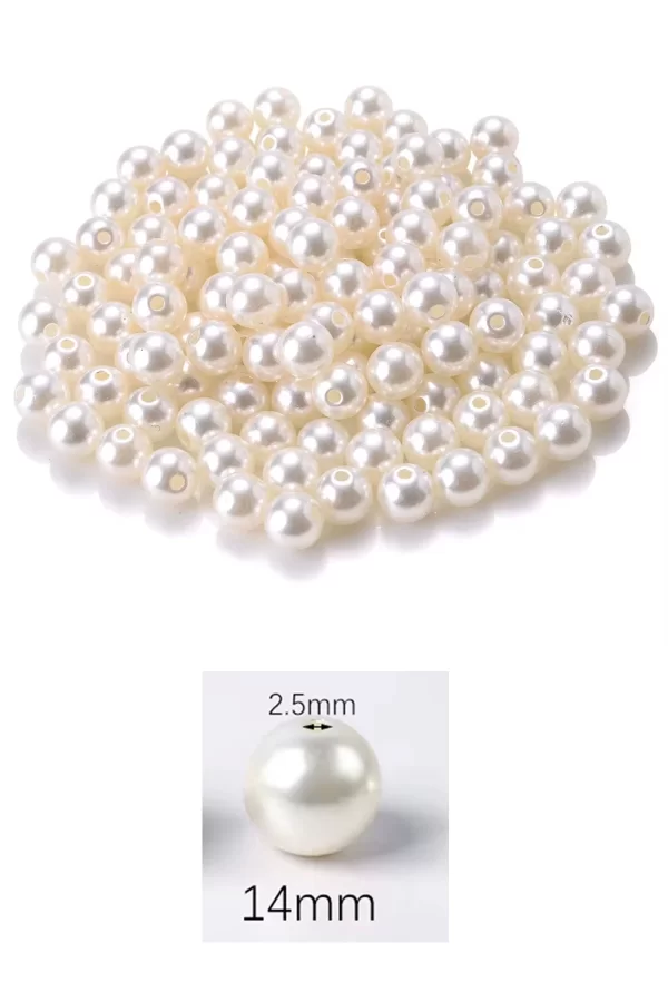 250 gram 14mm Krem Renk Plastik İnci Boncuk Çanta ve Takı Yapım Boncuğu (~135 adet)