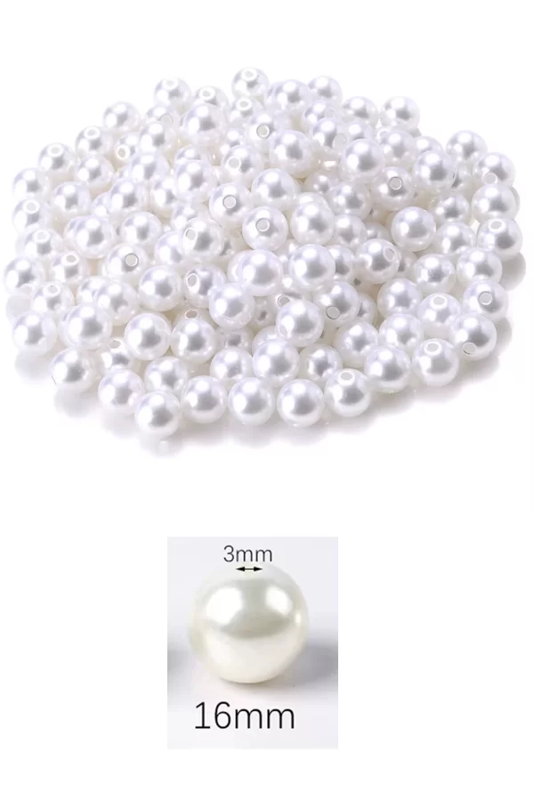 250 gram 16mm Beyaz Renk Plastik İnci Boncuk Çanta ve Takı Yapım Boncuğu (~85 adet)