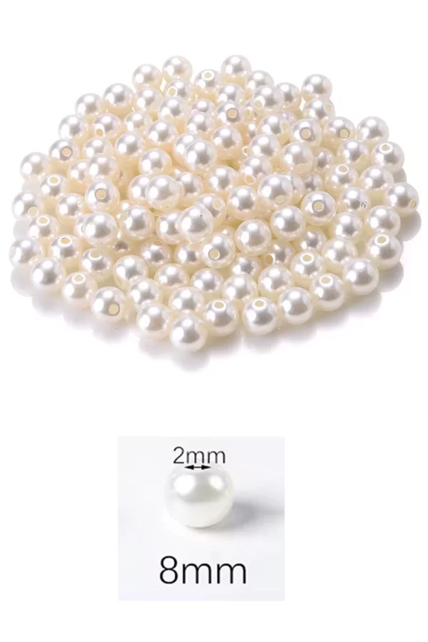 250 gram 8mm Krem Renk Plastik İnci Boncuk Çanta ve Takı Yapım Boncuğu (~800 adet)