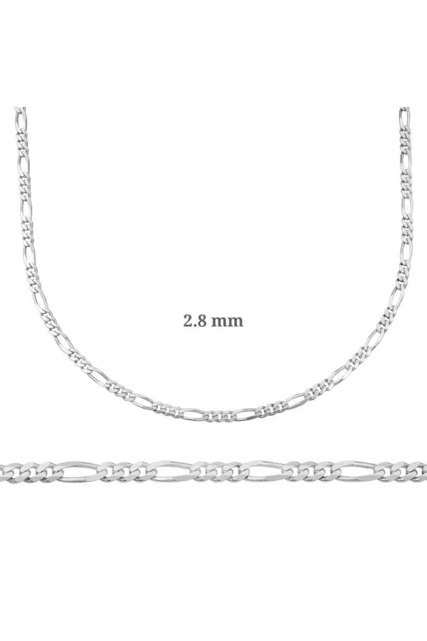 Luz&Pos 2.8 Mm Gümüş Figaro Zincir - 0.80 Mikron