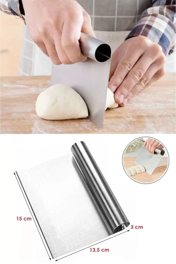 2li Set Hamur Şekillendirici Eğik Pasta Spatulası +metal Hamur Kesici Kazıyıcı Spatula
