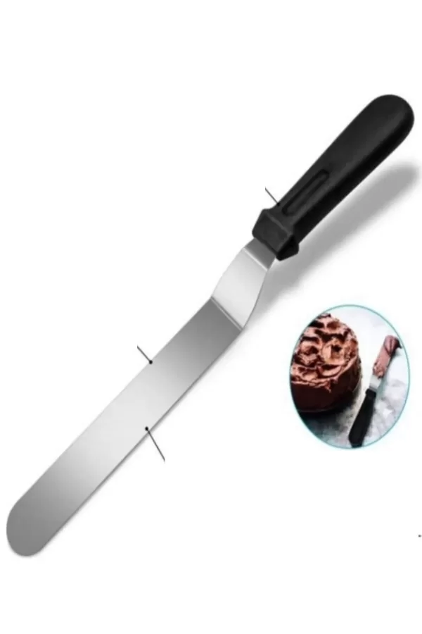 2li Set Hamur Şekillendirici Eğik Pasta Spatulası +metal Hamur Kesici Kazıyıcı Spatula