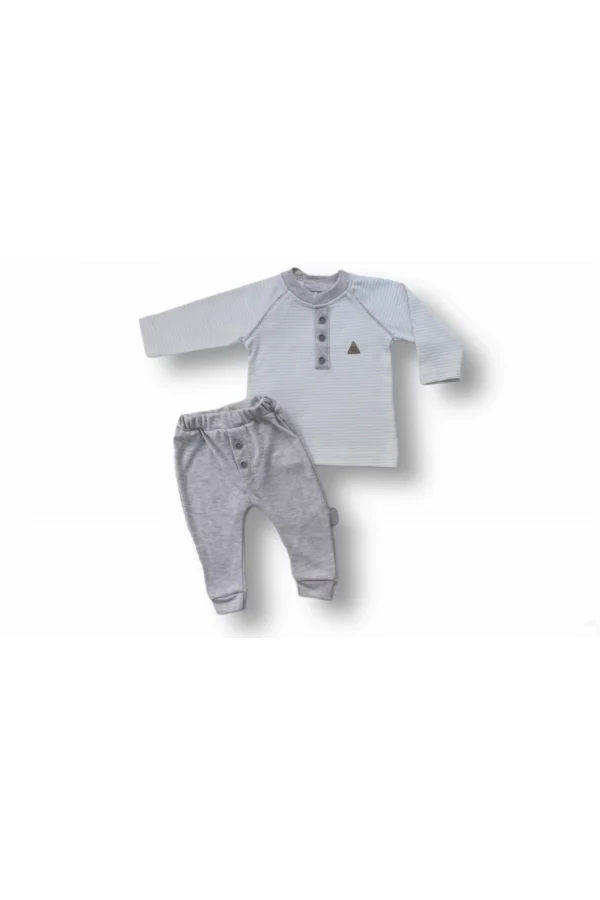 Luz&Pos 3-6 6-9 9-12 Ay Melanjlı Uzun Kollu Sweatli 2li Erkek Bebek Takımı Mavi