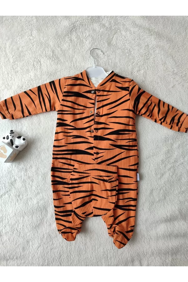 Luz&Pos 3-6-9-12 Ay Pooh Desenli Zebra Çizgili Şapkalı Sweatli 3lü Kız Erkek Bebek Tulumu(sarı) Sarı