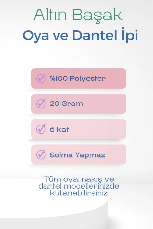 3 Adet Altınbaşak Oya ve Dantel İpi 20 gr - Royaleks - No: 032