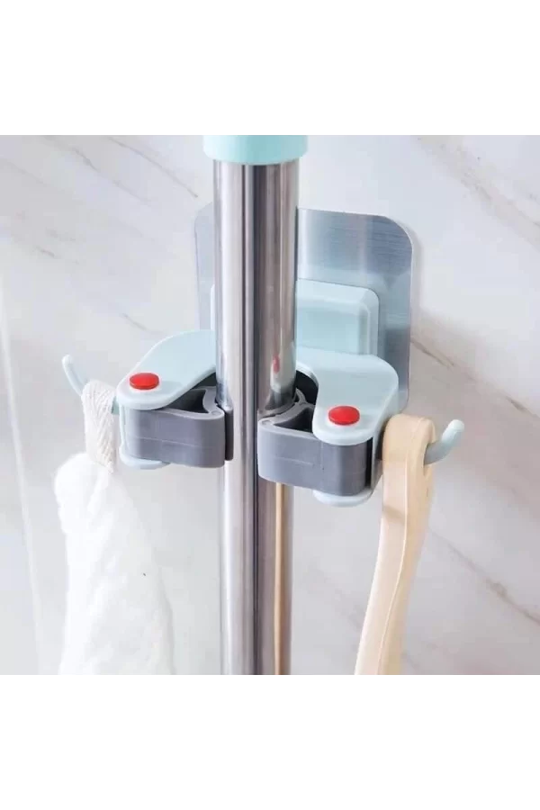 3 Adet Askılı Yapışkanlı Sap Tutucu Banyo Düzenleyici Askı  Mop Paspas Fırça Sapı Tutucu