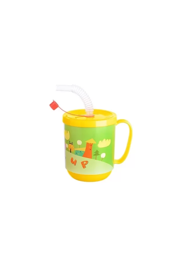 3 Adet Pipetli Çocuk Içecek Bardağı Desenli Bardak 350ml