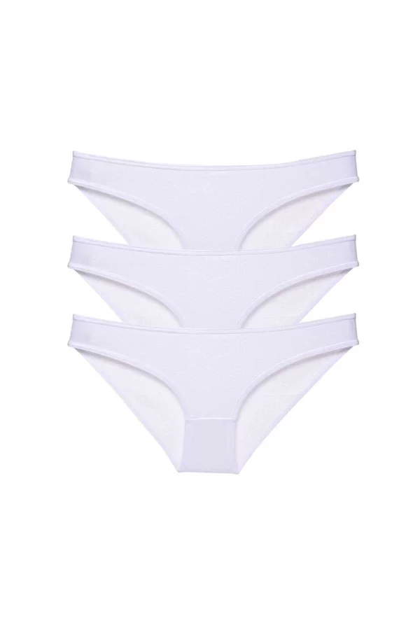3 adet Süper Eko Set Likralı Kadın Slip Külot Beyaz