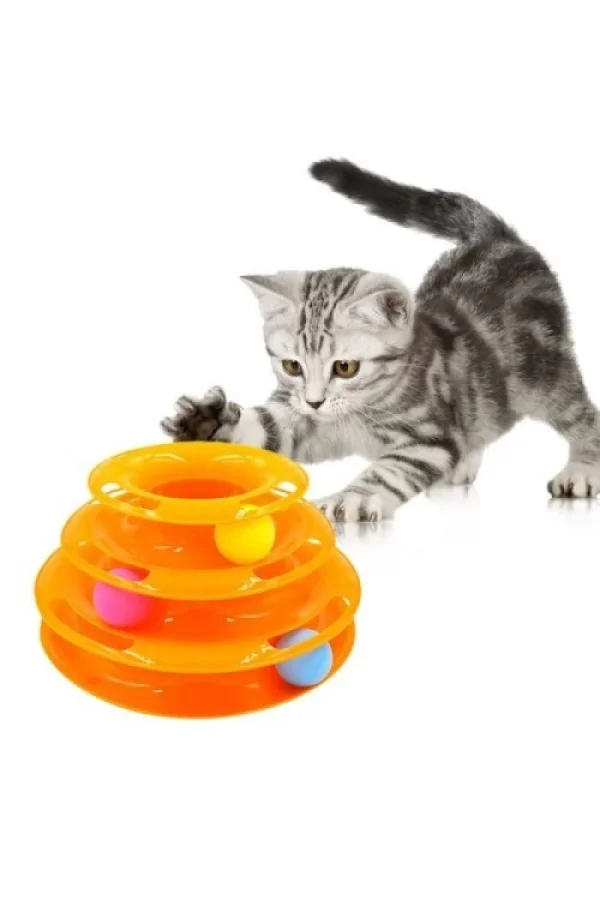 3 Katlı Kedi Oyuncağı Kedi Başlıklı Eğlenceli Oyuncak