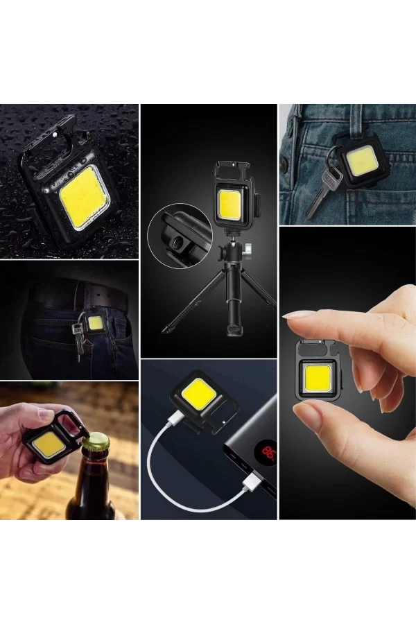 3 Led Modlu Mini Asılabilen Led Kamp Aydınlatması Güçlü El Feneri  Açacaklı -mıknatıslı