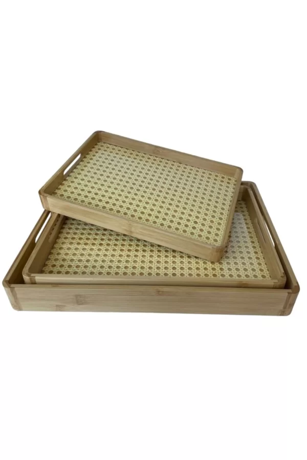 3lü Dikdörtgen Ahşap Tepsi Royaleks-SVR-GR92667