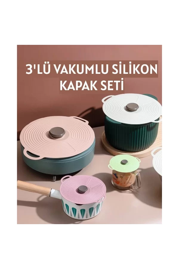 3lü Vakumlu Silikon Kapak Seti