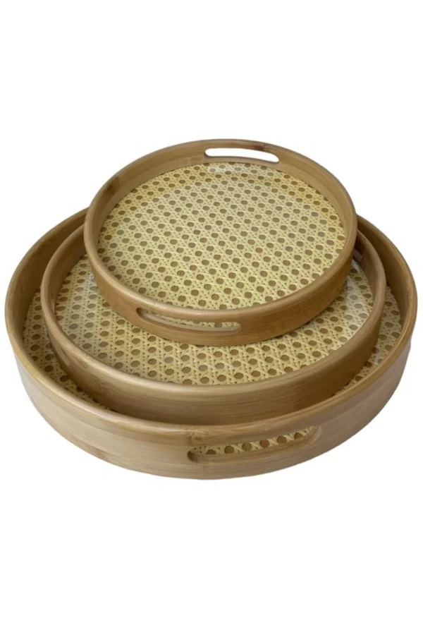 3lü Yuvarlak Ahşap Tepsi Royaleks-SVR-GR92649
