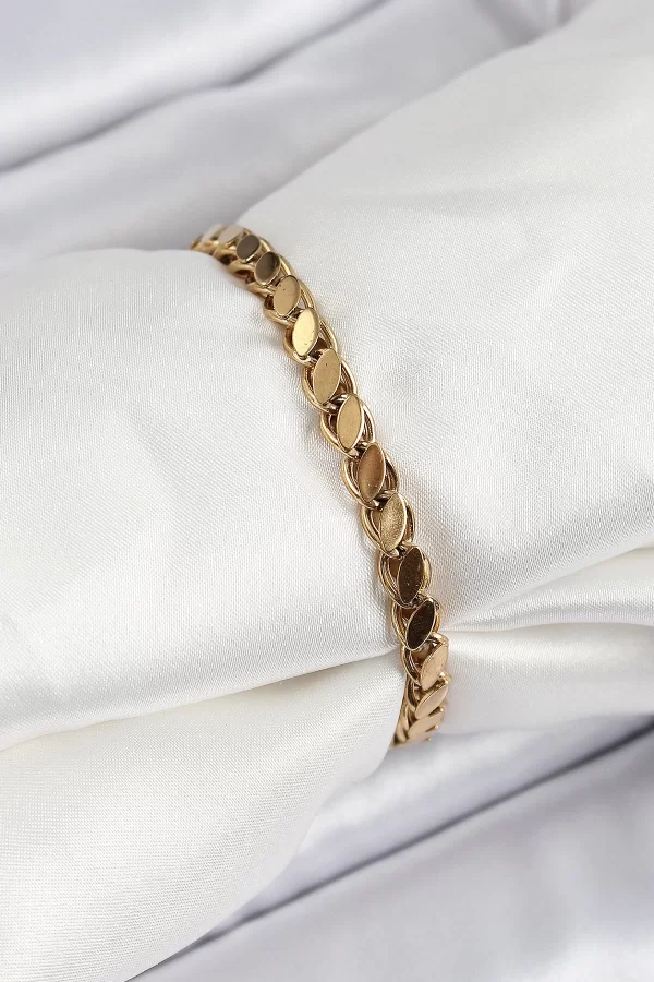 316L Çelik Arpa Model Gold Renk Kadın Bilekik