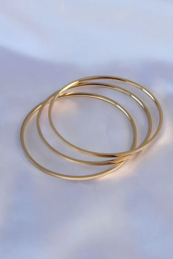 316L Çelik Gold Renk 3lü Ajda Model Kadın 60 mm Bilezik