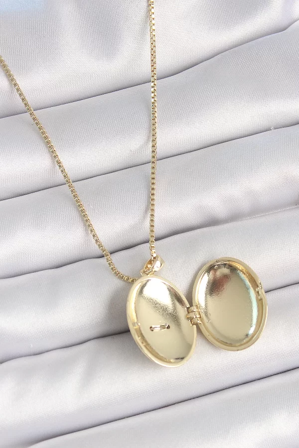 316L Çelik Gold Renk Zincir Zirkon Taşlı Anka Kuşu İşlemeli Açılır Model Kadın Kolye