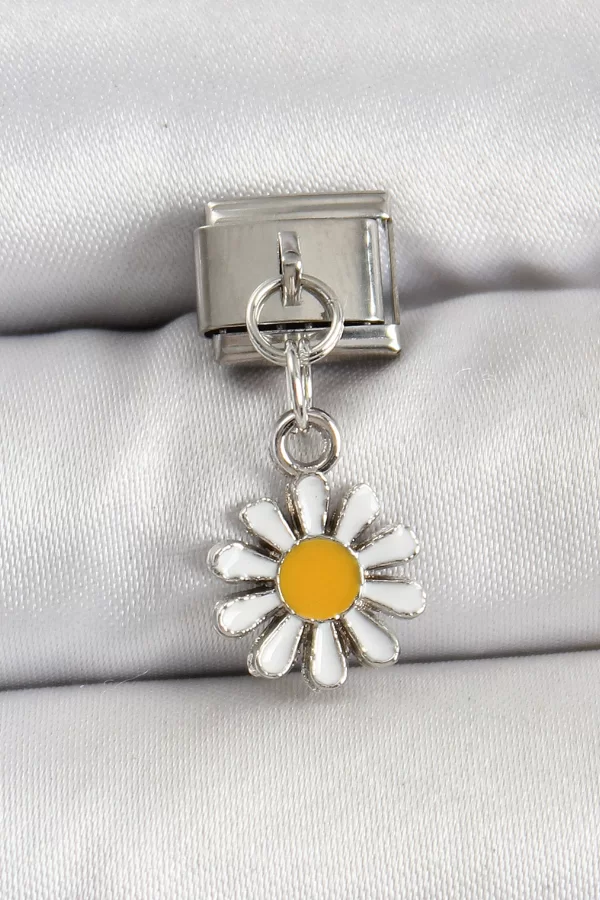 316L Çelik Gümüş Renk Papatya Model Nomination Charm