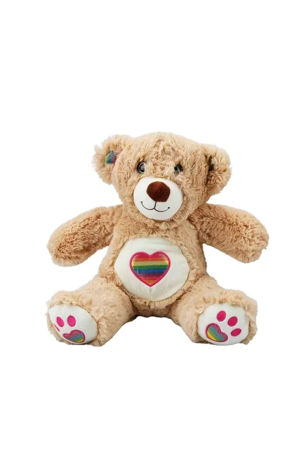 3184 Gökkuşağı Kalpli Peluş Ayı 30 Cm -sunman