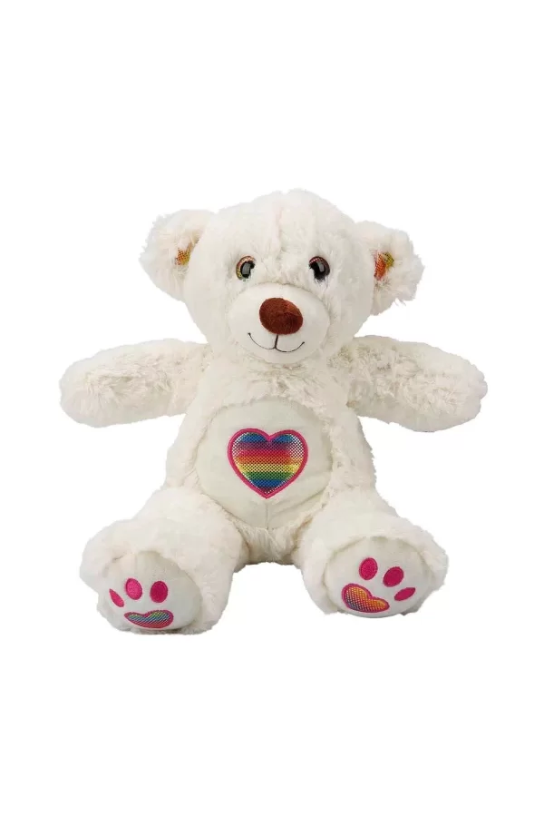 3184 Gökkuşağı Kalpli Peluş Ayı 30 Cm -sunman